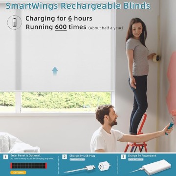 Motorized Smart Blinds for Windows in Light Filtering, Electric Remote Roller Shades Compatible with Alexa/Google Home/Homekit, Custom Up to 110”W x 148”H, Essential Translucent White