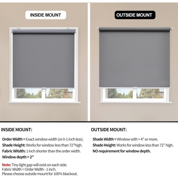 Blackout Roller Shades Blinds Cordless for Windows Pull Down Room Darkening Door Blinds with Thermal Insulated Easy to Install for Living Room,Bedroom,Home,Office Bathroom Grey