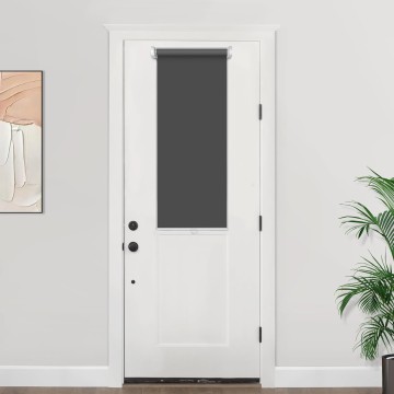100% Blackout Door Blinds, No Drill Cordless Roll Up French Door Blinds, Thermal Insulated Light Blocking Shades for Front Door Patio Sidelight Glass Door, 14'' W x 40'' L, Black, 1Pcs