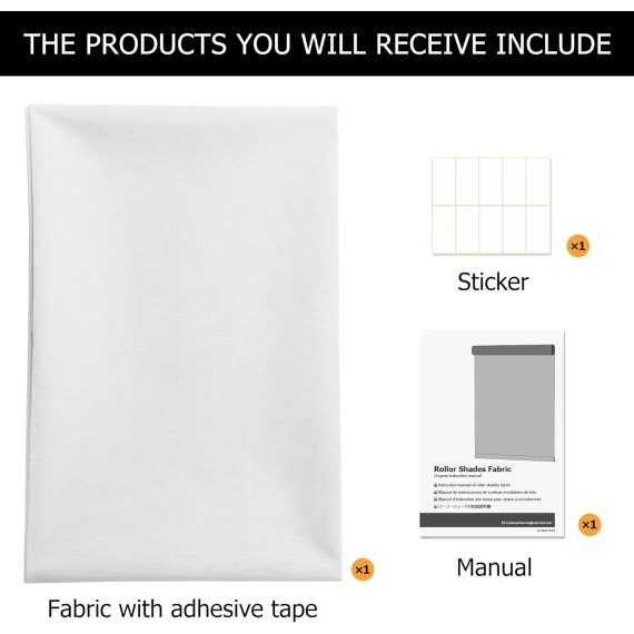 100% Blackout Roller Shades Fabric Replacement (Fabric ONLY), Thermal Insulated UV Protection Fabric for Corded Roller Blinds, White