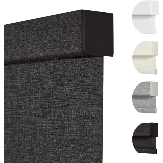 Free-Stop Cordless Blinds for Indoor Windows with Cover, Window Shades Blackout Roller Blinds, Thermal Insulated Fabric UV Protection for Kitchen, Office, Living Room, Black