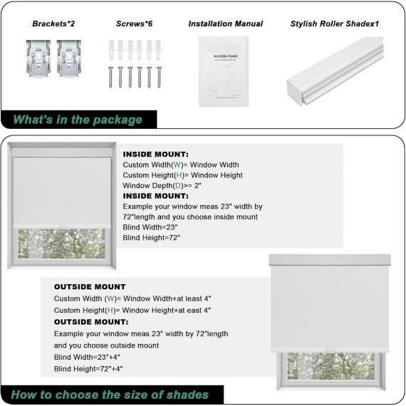 100% Blackout Roller Shades for Windows Cordless Roller Blinds with UV Protection Jacquard Fabric, Room Darkening Thermal Insulated for Home, Easy to Install, White