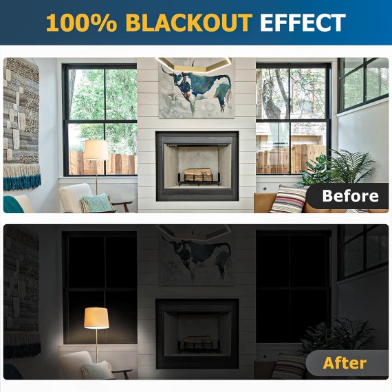 Portable Blackout Curtain, Travel Blackout Curtains, Adjustable and Removable Window Cover - Temporary Shades and Blinds for Baby Nursery or Bedroom - Black