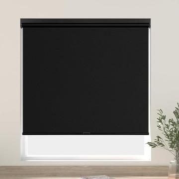 Blackout Roller Shades Cordless Color-Matched Roller Window Blinds Free-Stop Simple Style Thermal Insulated Roll Up Shades for Home Office, Black, 58" W x 60" H