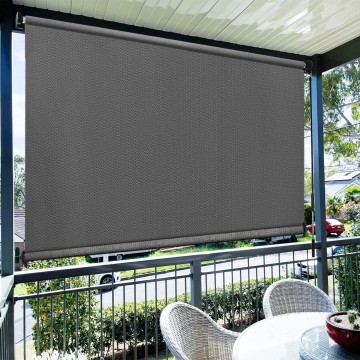 Outdoor Roller Shades 4'(W) x 8'(H), Exterior Cordless Patio Shades Roll up Outdoor Blinds for Porch Gazebo, Gray
