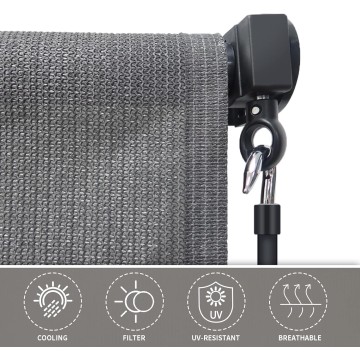 Outdoor Roller Shades 4'(W) x 8'(H), Exterior Cordless Patio Shades Roll up Outdoor Blinds for Porch Gazebo, Gray