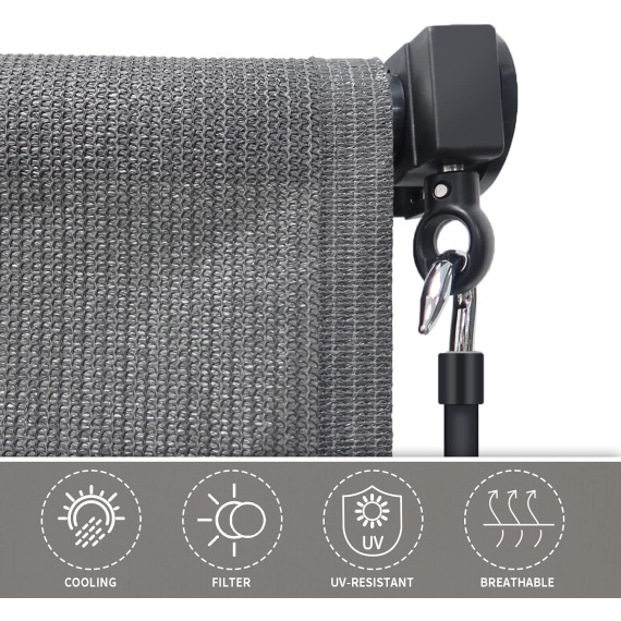 Outdoor Roller Shades 4'(W) x 8'(H), Exterior Cordless Patio Shades Roll up Outdoor Blinds for Porch Gazebo, Gray