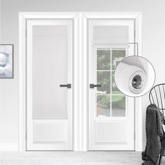 triple layers,UV protect, 100% light block, Multi-use, no noise, easy installed door curtains, Adjustable Roller Shade, Window Blind, for Office, Wards and Home(Greyish white,1 Piece)