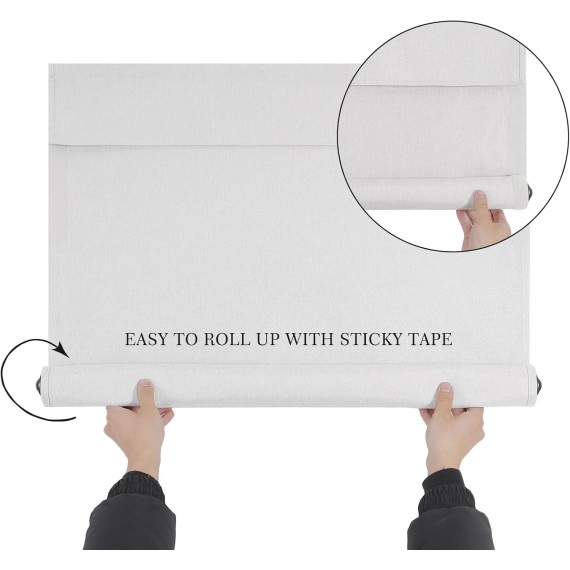 triple layers,UV protect, 100% light block, Multi-use, no noise, easy installed door curtains, Adjustable Roller Shade, Window Blind, for Office, Wards and Home(Greyish white,1 Piece)