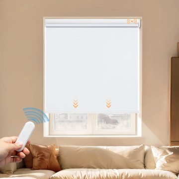 Motorized Roller Shades with Remote Control, Blackout Smart Shades for Windows, Electric Shades for Indoor Windows Home and Office, White