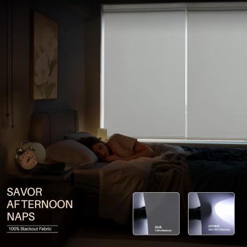 Motorized Roller Shades with Remote Control, Blackout Smart Shades for Windows, Electric Shades for Indoor Windows Home and Office, White