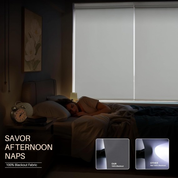 Motorized Roller Shades with Remote Control, Blackout Smart Shades for Windows, Electric Shades for Indoor Windows Home and Office, White