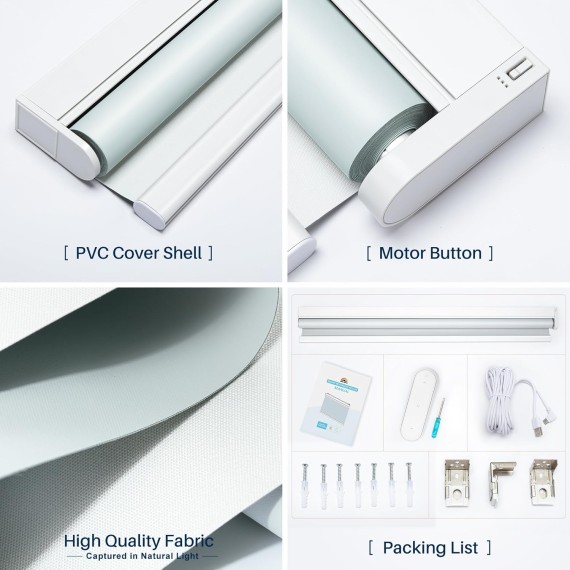 Motorized Roller Shades with Remote Control, Blackout Smart Shades for Windows, Electric Shades for Indoor Windows Home and Office, White