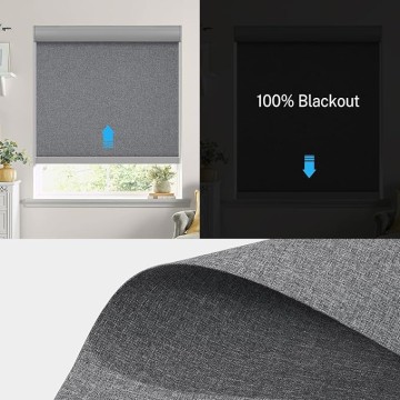 Motorized Smart Blackout Roller Shade:Remote Control Rechargeable Customize Electric Fire Retardant Blind with Valance Compatible with Google Home Alexa for Home,Office,with Solar Panel