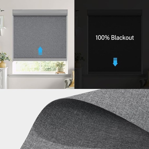 Motorized Smart Blackout Roller Shade:Remote Control Rechargeable Customize Electric Fire Retardant Blind with Valance Compatible with Google Home Alexa for Home,Office,with Solar Panel