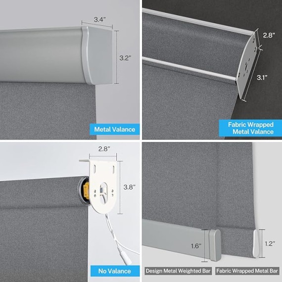 Motorized Smart Blackout Roller Shade:Remote Control Rechargeable Customize Electric Fire Retardant Blind with Valance Compatible with Google Home Alexa for Home,Office,with Solar Panel
