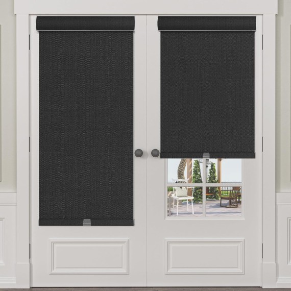 Blackout Roller Shades for Windows Cordless Roller Blinds Linen Fabric Room Darkening Shades with Cassette Valance Thermal Insulated Window Shades for Home Door.Black