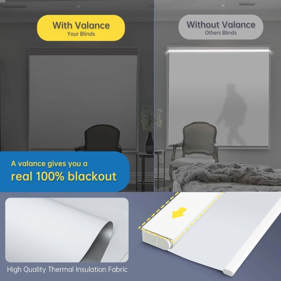 Motorized Blinds with remote,Thermal Electric Blinds【Solar Panel】,Customizable automatic Roller Shades, Blackout Remote Control Blinds for Windows Upgrade to smart blinds, White