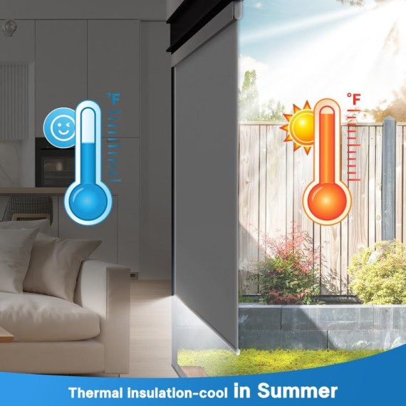 Motorized Blinds with remote,Thermal Electric Blinds【Solar Panel】,Customizable automatic Roller Shades, Blackout Remote Control Blinds for Windows Upgrade to smart blinds, White