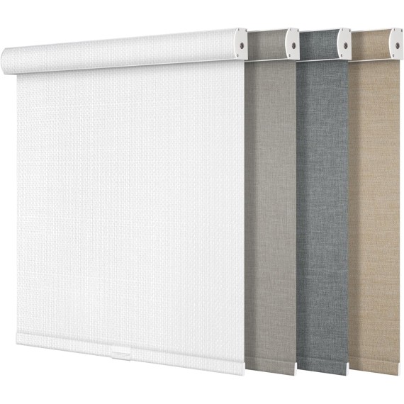 Blackout Roller Shades for Windows,Cordless,Linen Fabric,Roller Blinds,Thermal Insulated Fabric UV Protection,Window Shades for Home,Office,Bedroom,Door,Blackout-White