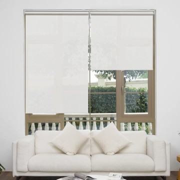 Cordless Roller Shades for Windows Light Filtering Shades with 5% Openness Solar Screen Semi Sheer Roller Blinds UV Protection for Office and Home. Easy to Install (White)