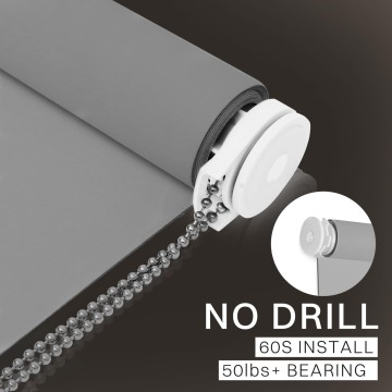 100% Blackout Roller Shade | No-Drill & Tool-Free Installation | UV Protection | Easy-Care Fabric | Roller Blind for Windows & Doors | Pull Down Window Shade - Grey