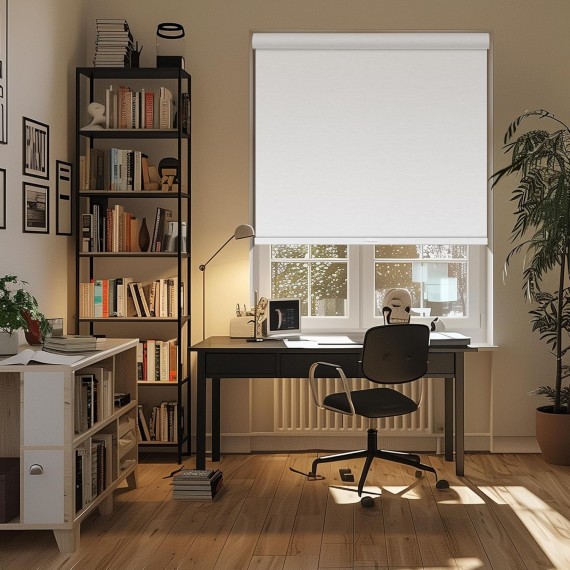 Blackout Roller Shades for Windows,Free-Stop Cordless Roller Blinds,Striped Jacquard Window Shades for Bedroom,Thermal Insulated Fabric,（White） Suitable heights 61" H - 76" H