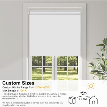 Blackout Roller Shades, Easy to Install Window Roller Shades Pull Down,UV Protection Room Darkening Shades, custom shades, Office, Home. White
