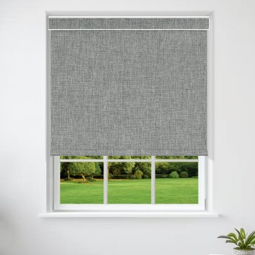 Blackout Roller Shades for Windows, Blackout Linen Fabric Cordless Roller Blinds, Thermal Insulated UV Protection,Window Shades for Home,Office Bedroom,Gray