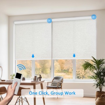 Motorized Roller Shades for Windows with Remote Control,Coolwinds Cordless Automatic Electric Blinds for Indoor Home, Office,Smart Curtain Compatible with Alexa,Google