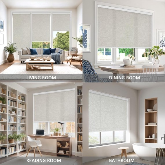 Motorized Roller Shades for Windows with Remote Control,Coolwinds Cordless Automatic Electric Blinds for Indoor Home, Office,Smart Curtain Compatible with Alexa,Google