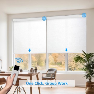 Motorized Roller Shades for Windows with Remote Control,Coolwinds Cordless Automatic Electric Blinds for Indoor Window,Smart Curtain Compatible with Alexa,Google Home
