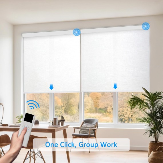 Motorized Roller Shades for Windows with Remote Control,Coolwinds Cordless Automatic Electric Blinds for Indoor Window,Smart Curtain Compatible with Alexa,Google Home