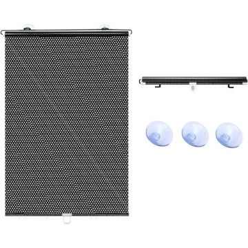 Heat Insulation Blackout Roller Blinds Retractable Balcony Sun Shade Kitchen Window Curtains with Suction Cups for Indoor Home Bedroom Living Room Office Privacy Curtain, 4 Sizes