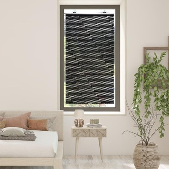 Heat Insulation Blackout Roller Blinds Retractable Balcony Sun Shade Kitchen Window Curtains with Suction Cups for Indoor Home Bedroom Living Room Office Privacy Curtain, 4 Sizes