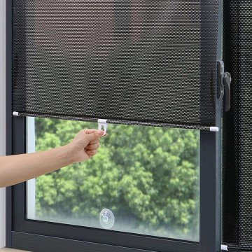 Thermal Blackout Roller Shades, with Suction Cups Temporary Privacy Blinds,Retractable Portable Curtains, for Home Bathroom Office Glass (18" W X 49" H, Black)