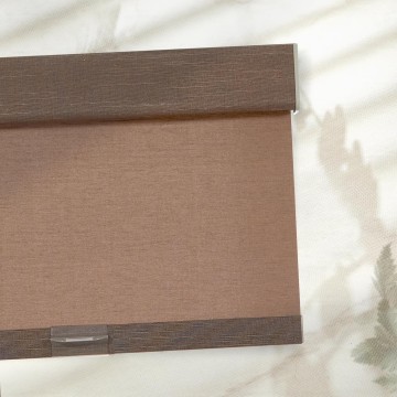 Cordless Roller Blinds for Windows Light Filtering Shades with Valance, Privacy Light Control, Natural Linen Woven Style Roller Sahdes,Brown