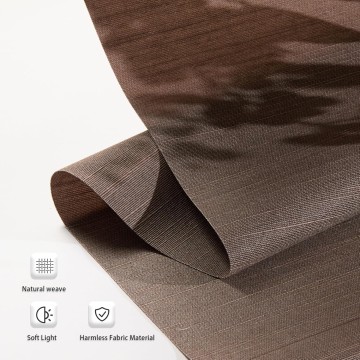 Cordless Roller Blinds for Windows Light Filtering Shades with Valance, Privacy Light Control, Natural Linen Woven Style Roller Sahdes,Brown