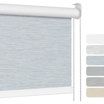 Blackout Roller Shades for Windows,Striped Jacquard Fabric Roller Blinds,Thermal Insulated UV Protection,Window Shades for Home,Office,Bedroom,Blue Gray