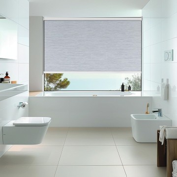 Blackout Roller Shades for Windows,Striped Jacquard Fabric Roller Blinds,Thermal Insulated UV Protection,Window Shades for Home,Office,Bedroom,Blue Gray