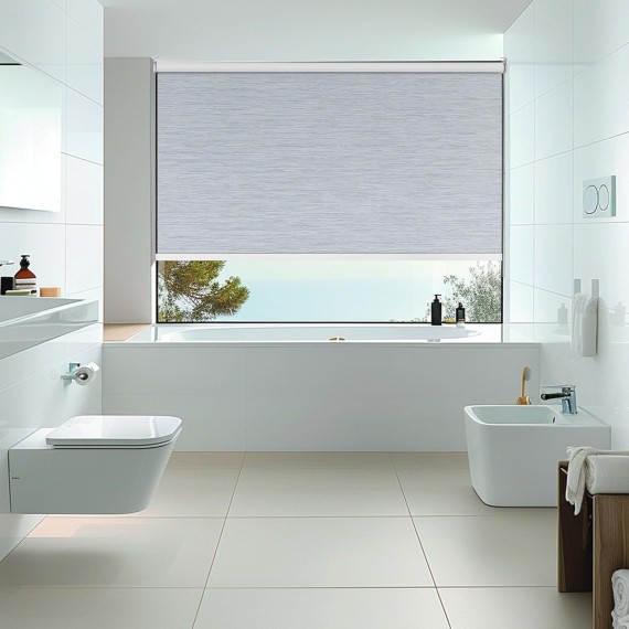 Blackout Roller Shades for Windows,Striped Jacquard Fabric Roller Blinds,Thermal Insulated UV Protection,Window Shades for Home,Office,Bedroom,Blue Gray