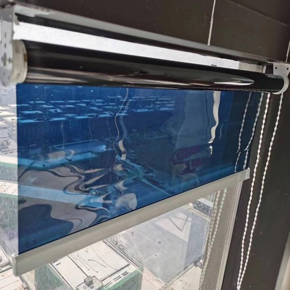 Reflective Roller Shade Mirrored Window Tint Film Anti UV Sunshade Blinds One Way Privacy Roll Up Blinds Heat Blocking Pull Down 1 Way Film Wide 16 24 31 39 47 55 63