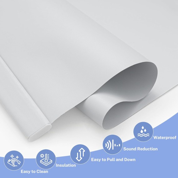 Cordless Roller Shades for Windows No Drill Blackout Roller Blinds with Thermal Insulated Waterproof Pull Down Blackout Blinds for Home Office (Blackout - White)