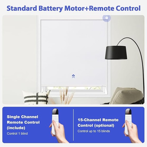 Motorized Roller Blinds with Remote Control for Windows, Blackout Smart Blinds Compatible with Alexa Google via Converter Customized Size, Rechargeable Electric Window Shade with Valance
