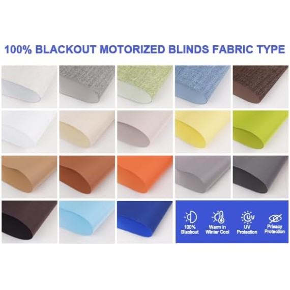Motorized Roller Blinds with Remote Control for Windows, Blackout Smart Blinds Compatible with Alexa Google via Converter Customized Size, Rechargeable Electric Window Shade with Valance