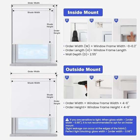 Motorized Roller Blinds with Remote Control for Windows, Blackout Smart Blinds Compatible with Alexa Google via Converter Customized Size, Rechargeable Electric Window Shade with Valance