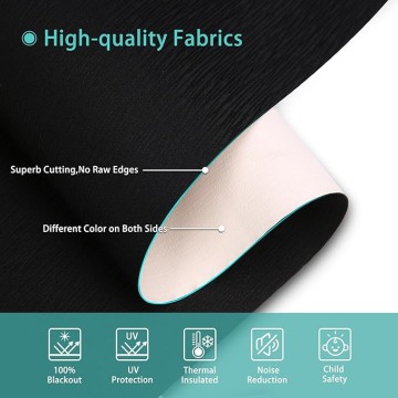 Corded Blackout Roller Shades for Indoor Windows - Thermal Insulated, Room Darkening for Bedroom, Bathroom, Office - Black