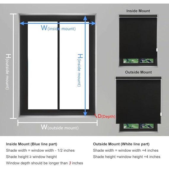 Corded Blackout Roller Shades for Indoor Windows - Thermal Insulated, Room Darkening for Bedroom, Bathroom, Office - Black